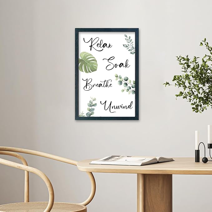 YWJKWLGS Boho Bathroom Wall Art, 11x16 Inch Green Eucalyptus Monstera Decor