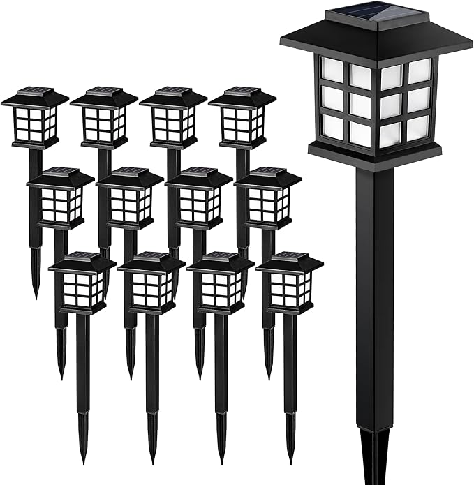 SOLPEX Solar Outdoor Lights, 12 Pack Path Lights, Walkway Light Outdoor, Garden Pathway Waterproof for Garden, Yard, Landscape and Driveway(Cold White)