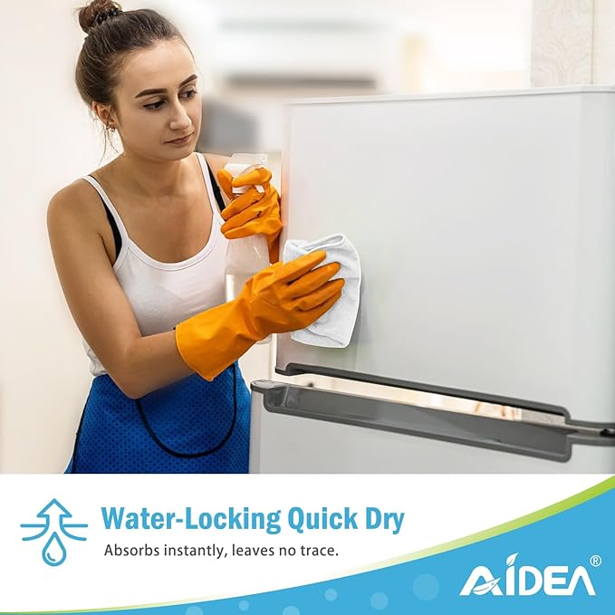 AIDEA Microfiber Cleaning Cloth 100PK, Soft Microfiber Towels for Cars, Absorbent Cleaning Rags, Lint-Free Streak-Free Wash Cloths for House, Kitchen, Window(12inx12in), White