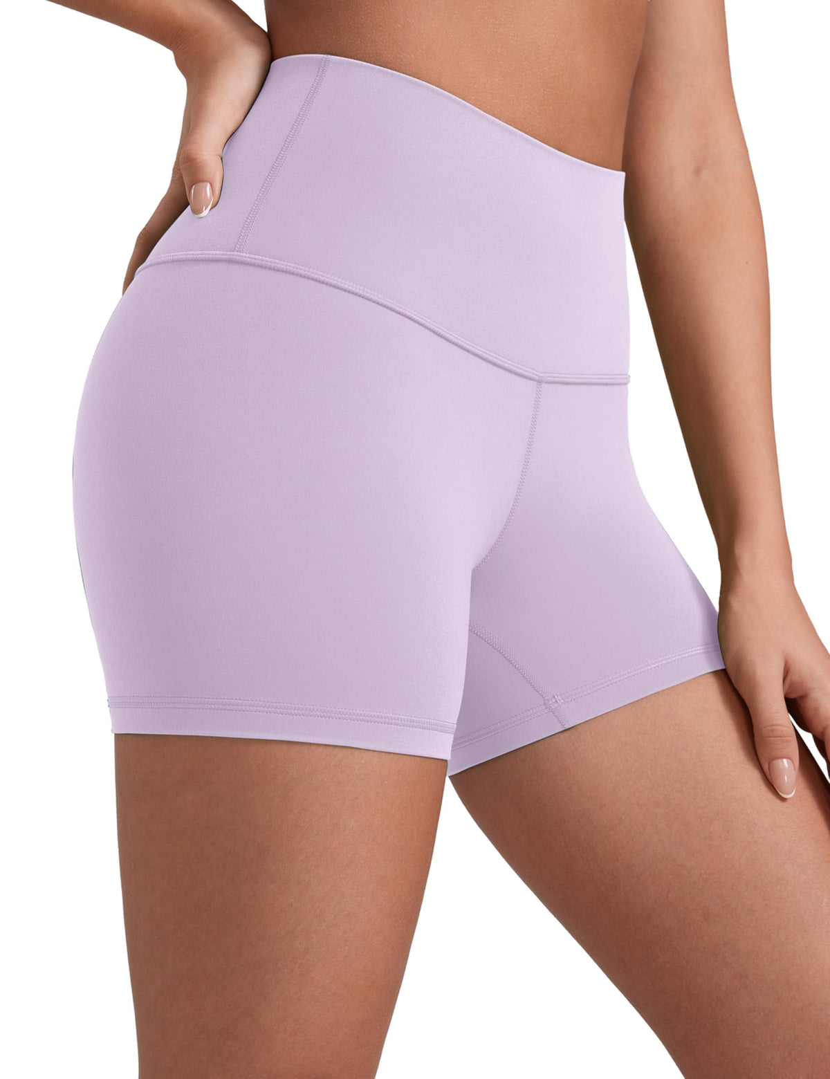 CRZ YOGA Butterluxe Biker Shorts 4'' - High Waisted Booty Workout Volleyball Yoga Womens Spandex Lilac Air Medium