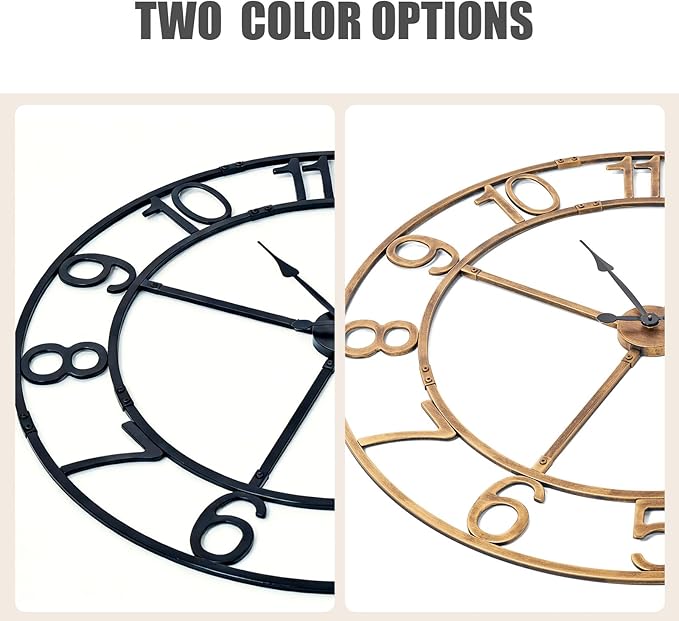 Large Wall Clock for Living Room Decor–40 Inch Silent Non-Ticking Modern