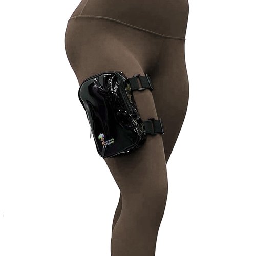 Holographic Thigh Bag | Carnival Leg Harness for Women | Outdoor Waist Pouch | J'ouvert Travel Leg Pack with Wide Adjustable Straps | Black