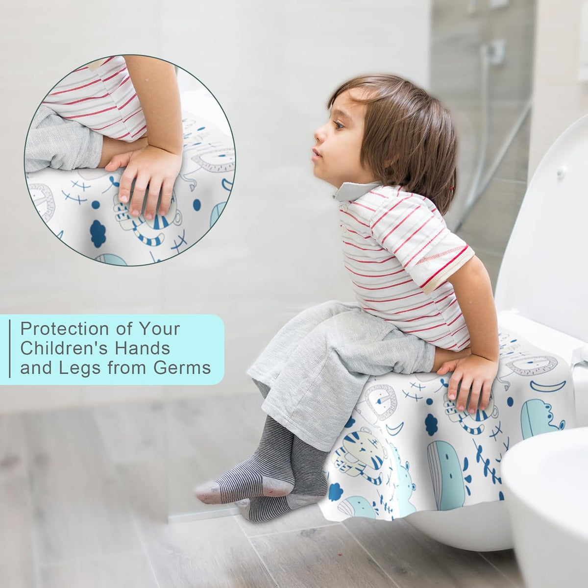 Toilet Seat Covers Disposable, 50 PCS Extra Large Waterproof Toilet Potty Seat Covers for Toddlers, Kids Potty Training, Potable Potty Seat Covers Travel Essentials for Airplane, Public Restroom,Trip