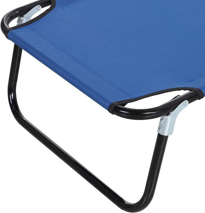 Outsunny Folding Chaise Lounge Pool Chairs, Outdoor Sun Tanning Chairs with 5-Level Reclining Back, Steel Frame for Beach, Yard, Patio, Blue