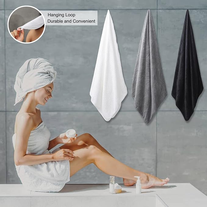 4 Piece Extra Large Bath Towels Set 35x70 Inches, White Oversized Soft Bath Sheet Towels 600 GSM Highly Absorbent Quick Dry Towels Set for Bathroom Hotel Spa