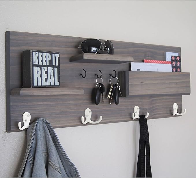 Homanu 10 Pack Coat Hooks, Heavy Duty Double Prong Coat Hooks Wall Mounted