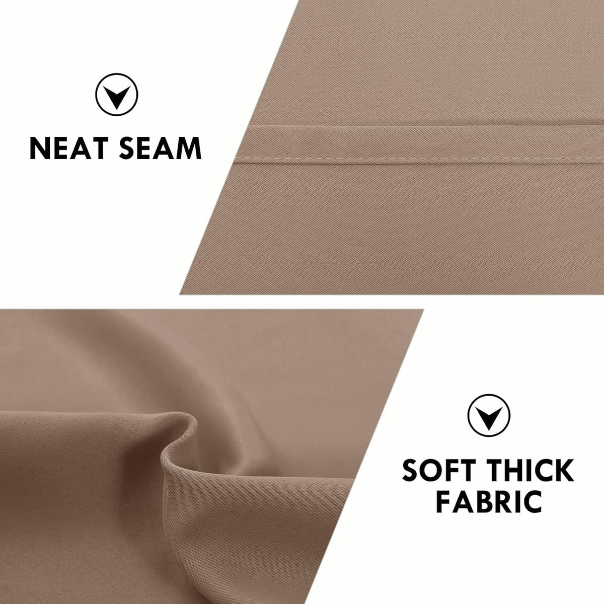 DWCN Blackout Curtains for Living Room Thermal Insulated, Energy Saving & Noise Reducing Bedroom Curtains, Khaki, W 70x L 72 Inch, Set of 2 Rod Pocket Curtain Panels