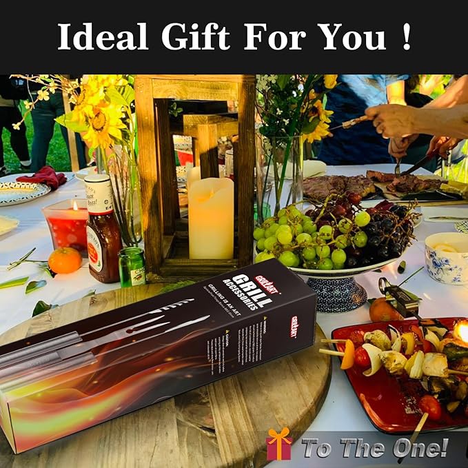 GRILLART Grill Tools Grill Utensils Set - 3PCS BBQ Tools, Stainless Barbeque Grill Accessories -Spatula/Tongs/Fork w/Insulated Glove, Ideal BBQ Set Grilling Tools for Outdoor Grill, Gifts for Men Dad