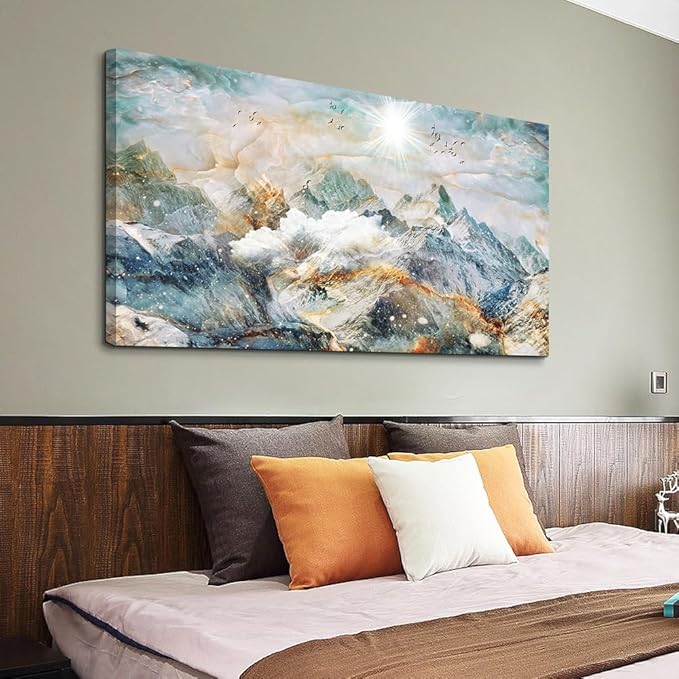 DZRWUBHS Large Size Abstract Canvas Wall Art For Living Room Wall Decorations For Bedroom Office Wall Decor Abstract Mountain Wall Painting Framed Pictures Artwork Farmhouse Home Decor Art 30"X60"