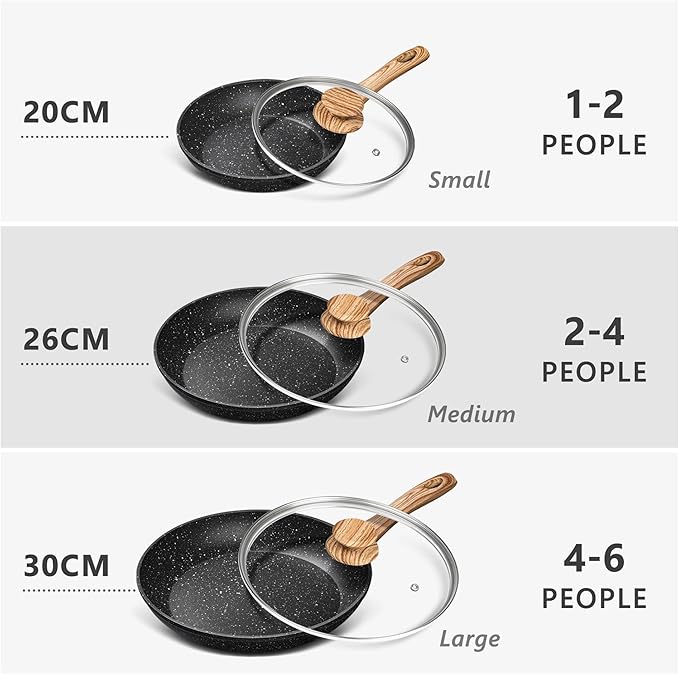 MICHELANGELO 8 Inch Nonstick Frying Pan with Lid, Non Stick Small Frying Pan with Non-Toxic Coating, Non-Stick Skillet with Ergonomic Handle, All Cooktops Compatible, Black