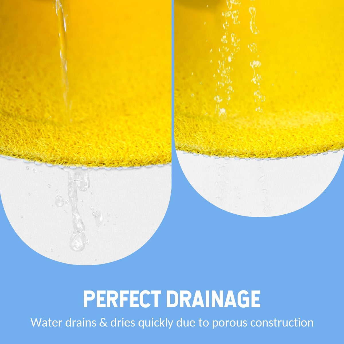 Non-Slip Bathtub Mat, Anti Slip Shower Mat, Fast Drying Bathtub Mats, Foot Scrubber Mat, Anti Slip Mat for Tub, Floor, Bathroom, Kitchen, Home, Hotel (Yellow 24"×24")