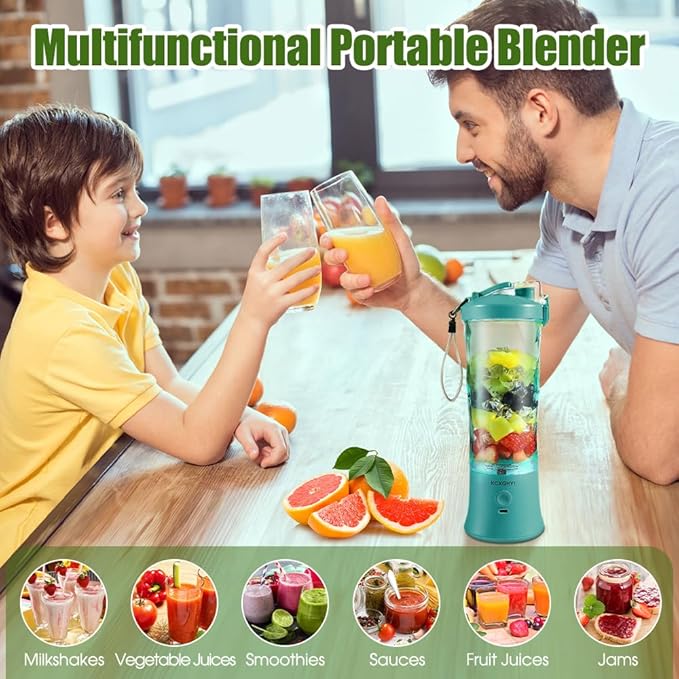 Portable Blender for Smoothies, Freshly Squeezed Juices, Milk shakes and Baby food, 20 oz BPA Free, Suitable for Outdoor Sports, Family, Travel.((green))