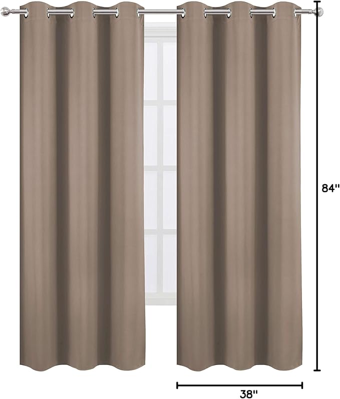 LEMOMO Cappuccino Thermal Blackout Curtains/38 x 84 Inch/Set of 2 Panels Room