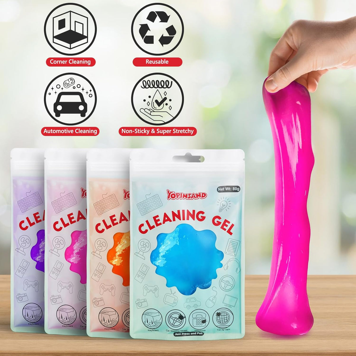 Car Cleaning Gel, 4 Pack Car Cleaning Putty, Universal Auto Deatiling Tools, Reusable Interior Cleaner for Car Keyboard Air Vent, Car Slime Cleaner Dust Cleaning Gel