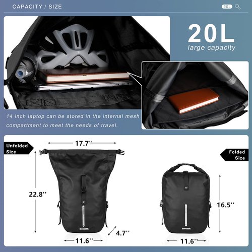 HUNTVP 20L Bike Pannier Bag Backpack Multifunctional Cycling Bicycle Rear Seat Trunk Pack Bag Bike Saddle Bag Backseat Pack Bag