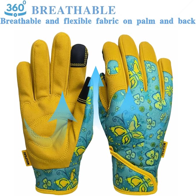 Thorn Proof&Puncture Resistant Gardening Gloves with Grip,Garden Gloves for Women, Leather Work Gloves,Gifts