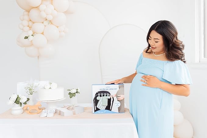 Ubbi On-The-Go Diapering Gift Set, Includes Changing Mat and Bag, Wipes Dispenser, Pacifier Holder and Bag Dispenser, Newborn Essentials, Sage