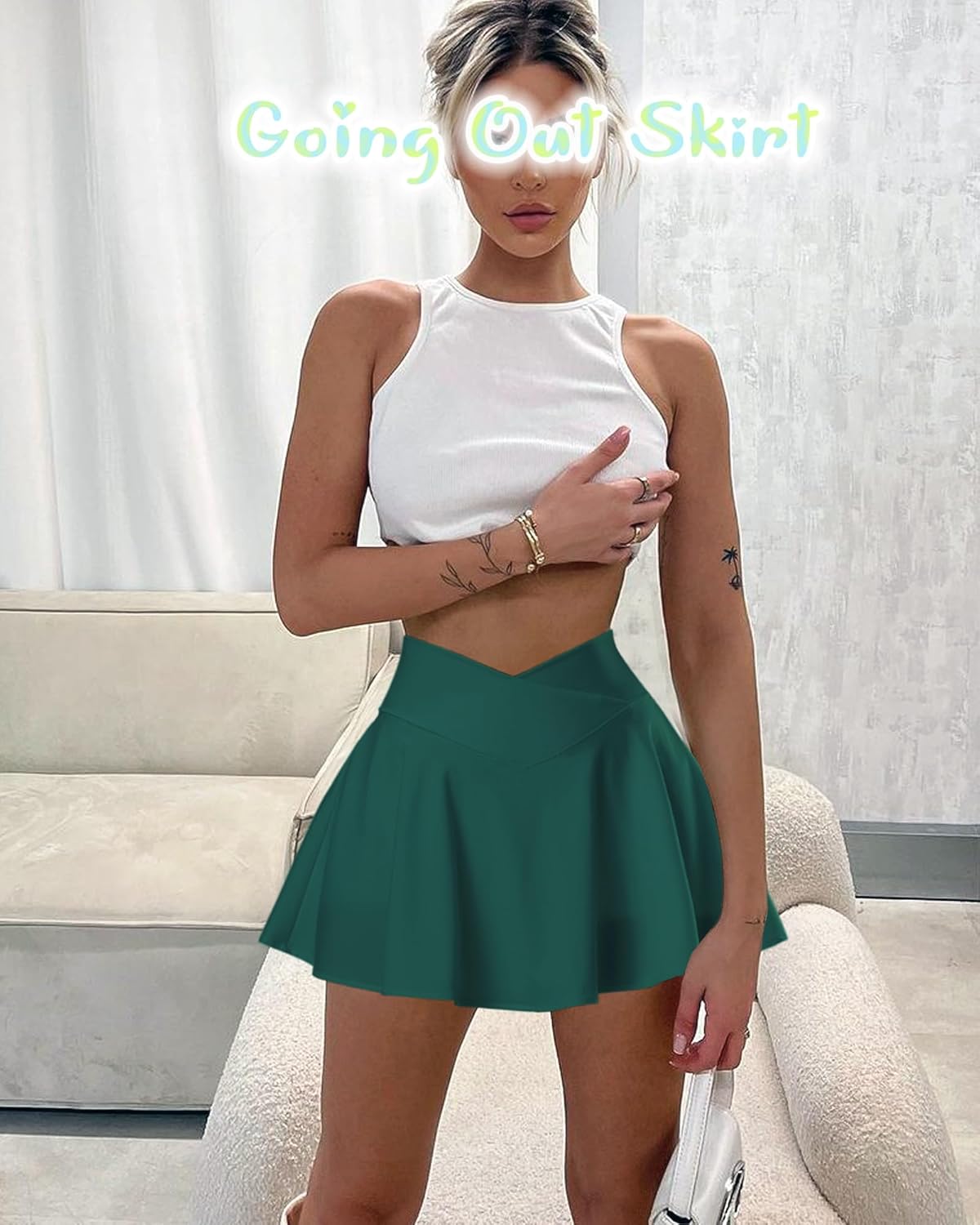OZICERD Golf Skort - High Waisted Pleated Mini Skirt with Pockets for Tennis & Pickleball