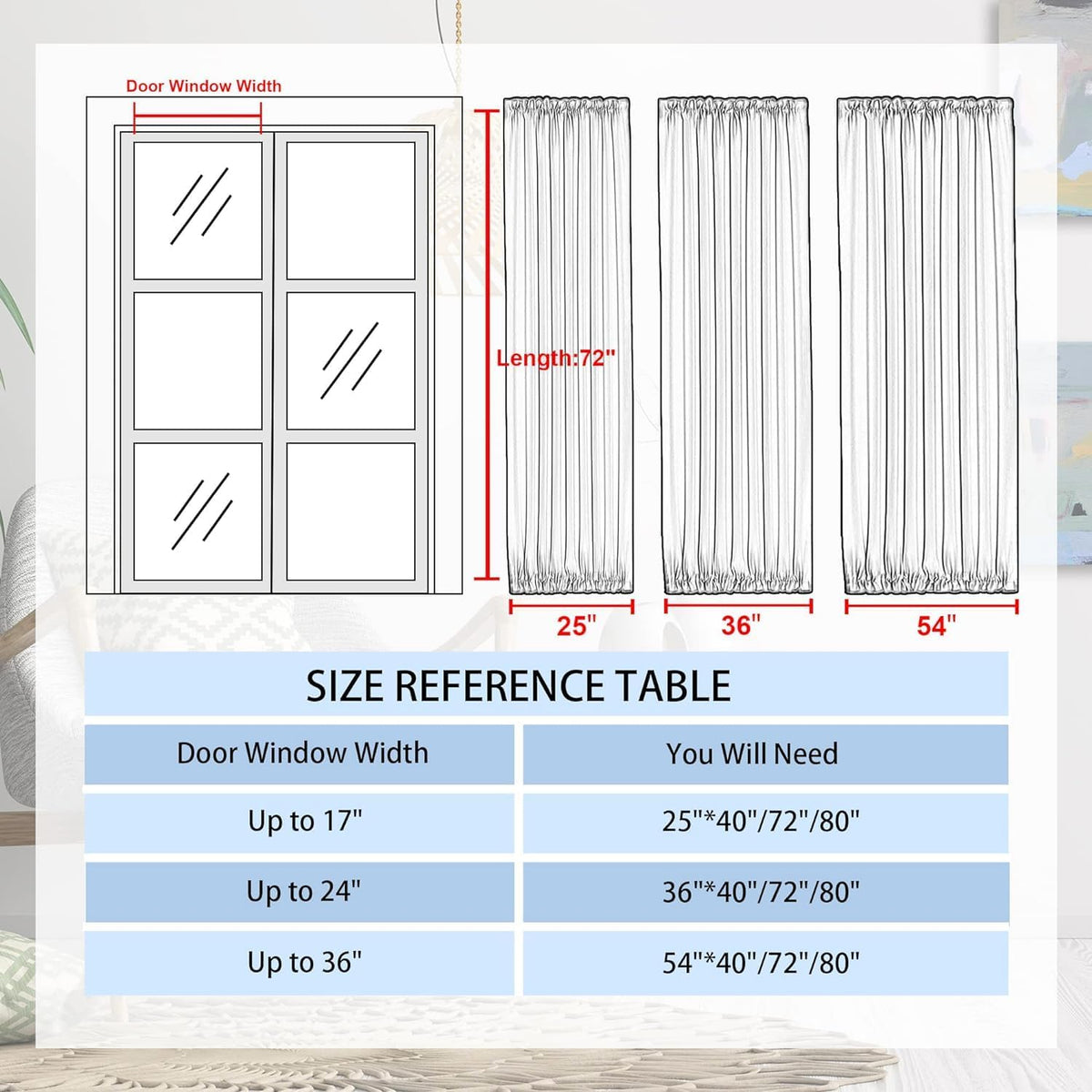 DWCN French Door Curtains – Rod Pocket Thermal Blackout Curtain for Doors with Glass Window, Kitchen and Patio Doors for Privacy, 54 X 72 Inches Long, 1 Curtain Panel with Tieback, Stone Blue