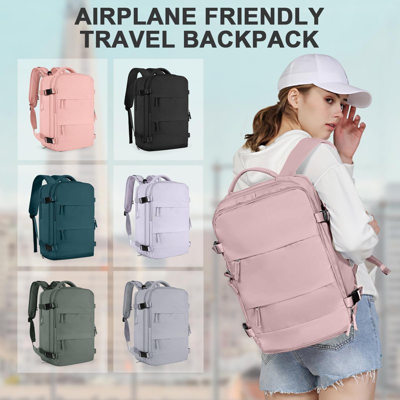 coowoz Travel Backpack For Women Men,Carry On Backpack,Hiking Backpack Waterproof Outdoor Sports Rucksack Casual Daypack travel essentials(Pink Purple)