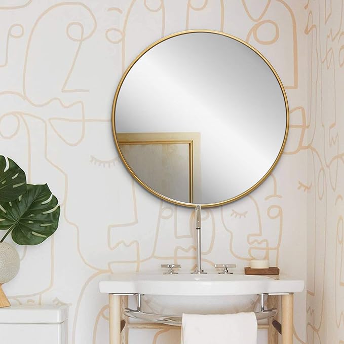 Gold Circle Wall Mirror 24 Inch Round Wall Mirror
