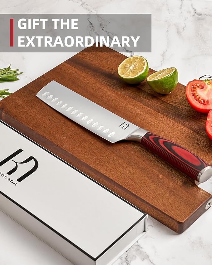 2025 Upgraded Nakiri Chef Knife Japanese Professional 7 Inch Sharp Meat Cleaver Kitchen Knives for Chopping Vegetable and Cooking, High Carbon Stainless Steel Asian Chopping Chefs Knife