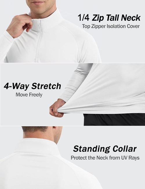 KINSWT Men's UPF 50+ Sun Shirt - Lightweight Long Sleeve 1/4 Zip with SPF UV Protection | Quick Dry Golf Shirt