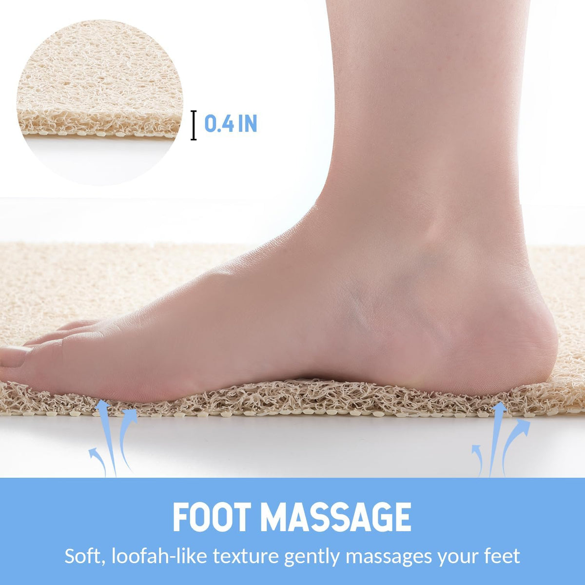 Non-Slip Bathtub Mat, 2 Pack Anti Slip Shower Mat, Fast Drying Bathtub Mats, Foot Scrubber Mat, Anti Slip Mat for Tub, Floor, Bathroom, Kitchen, Home, Hotel (Beige 24"×16"+24"×16")
