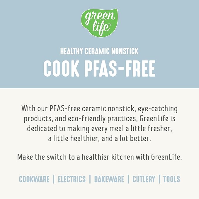GreenLife Nonstick 12” (5QT) All in One Deep Skillet Wok with Lid, PFAS-Free Non-Toxic Ceramic Multi-Purpose Pan, Induction, All Stovetop, Egg, Stir Fry, Saute, Stay Cool Handle, Blue Haze