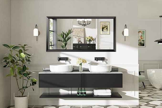 Briivue 60x28 Inch Black Bathroom Mirror