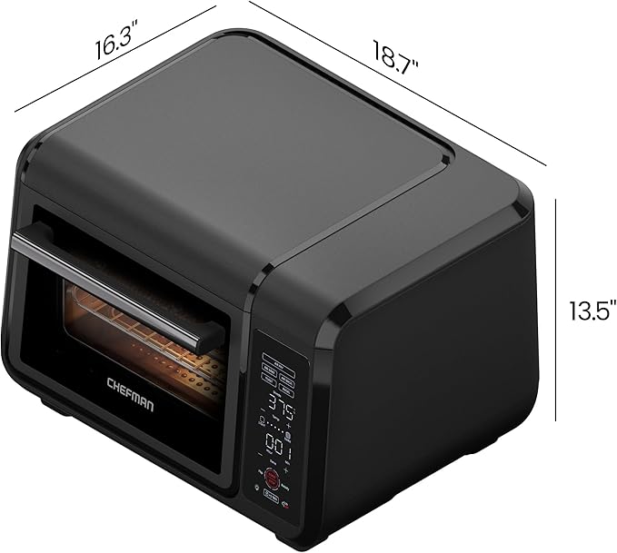 Chefman Air Fryer Toaster Oven Combo, 15 Qt. Countertop Oven for Quick & Healthy Meals, Bake, Broil, Air Fry, Toast, and Bagel Functions, 450°F Max Temp, 4 Slice Toaster Oven Air Fryer Combo – Black