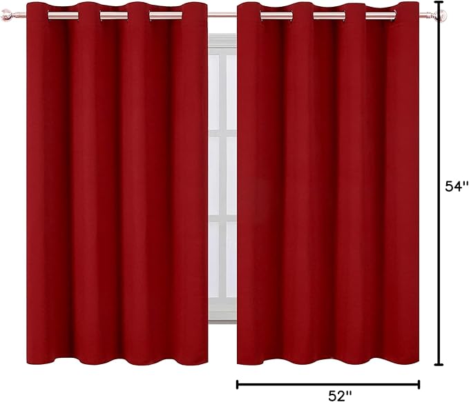 LEMOMO Red Thermal Blackout Curtains/52 x 54 Inch/Set of 2 Panels Room