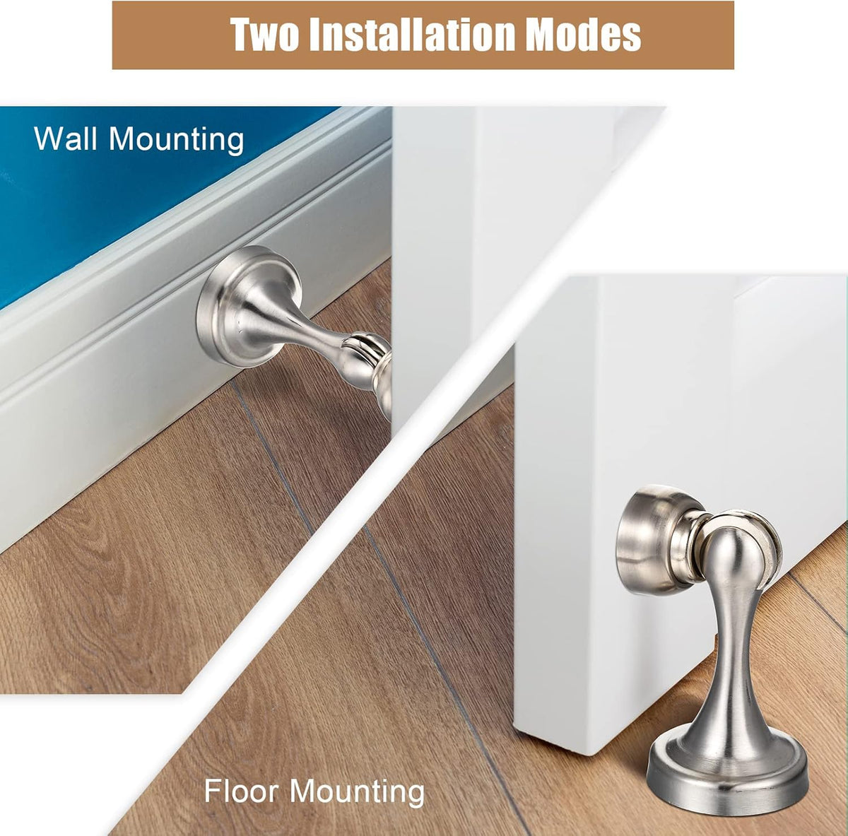 8 Pcs Magnetic Door Stoppers Stainless Steel Door Stops Magnetic Catch Holder with Screws for Wall Floor Mounted Wall Protector Hold (Silver)