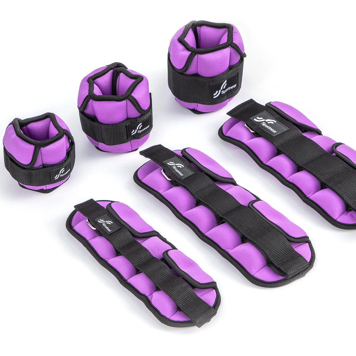 Sportneer Adjustable Ankle Weights for Women and Men:1 Pair 1 2 3 4 6 7lbs Upgraded Easily Adjustable Leg Weight, Weighted Wrist Weight Strap for Gym, Fitness, Workout, Walking, Dancing
