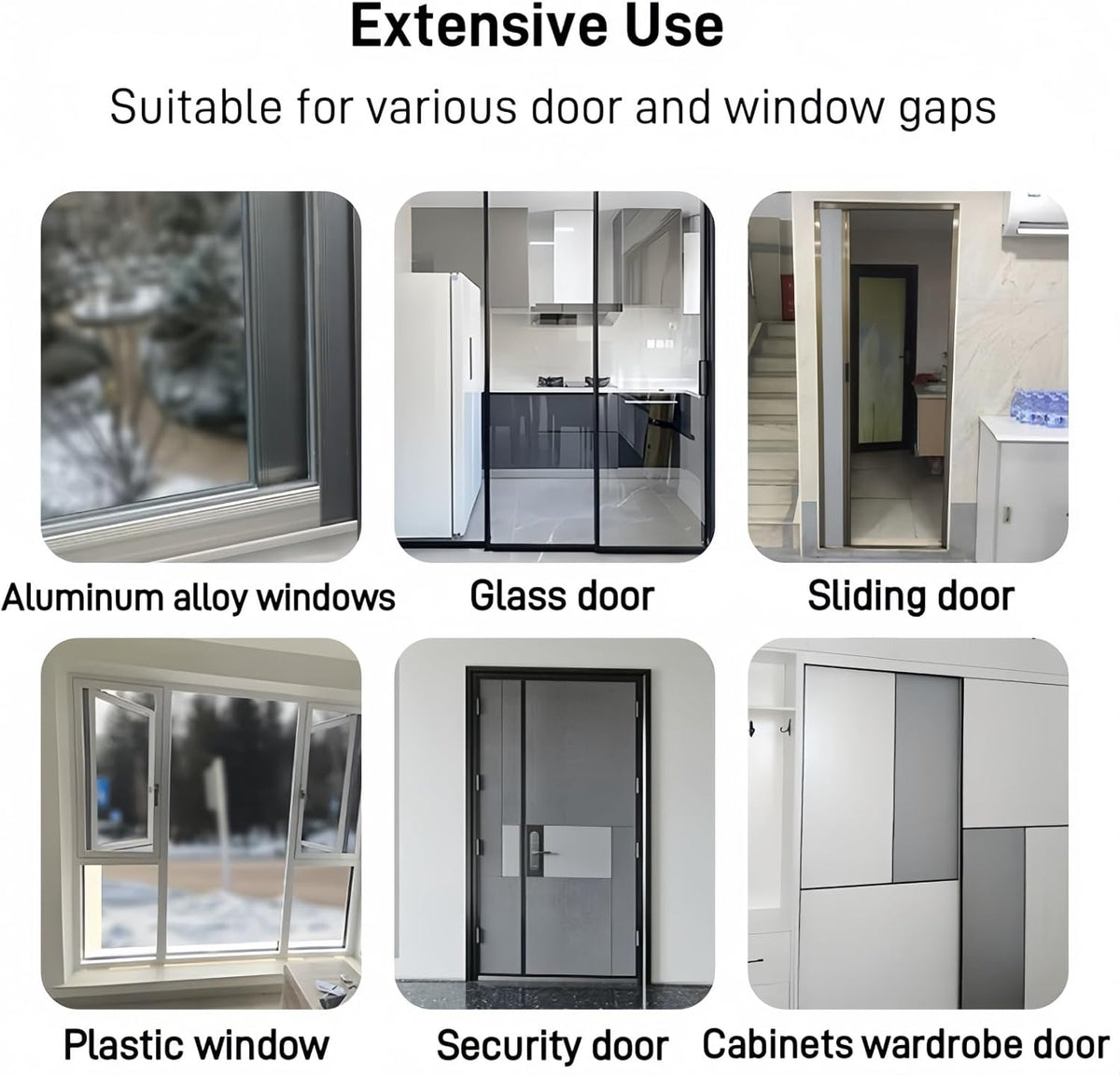 33 Ft Self-Adhesive Weather Stripping Door Seal Strip for Door Window, 0.35" Wide x 0.59" Thick, Gray