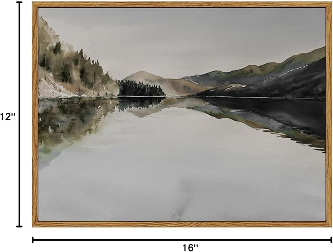InSimSea Framed Wall Art for Living Room Mountain Reflection Decor Vintage Wall Art Mountain Range Nature Wilderness Art Decorative Rustic for Living Room Bedroom Office Wall Decor 12x16in