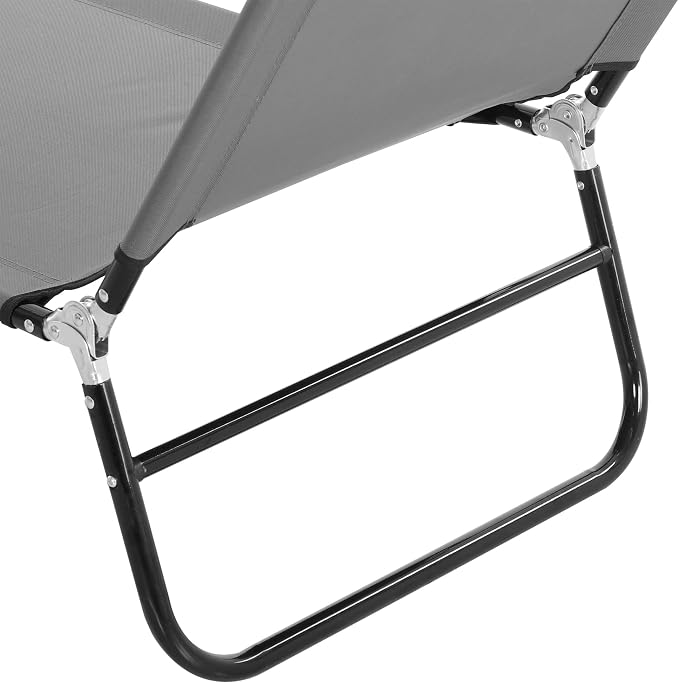Outsunny 2 Piece Folding Chaise Lounge Pool Chairs, Outdoor Sun Tanning Chairs with 5-Level Reclining Back, Steel Frame for Beach, Yard, Patio, Dark Gray