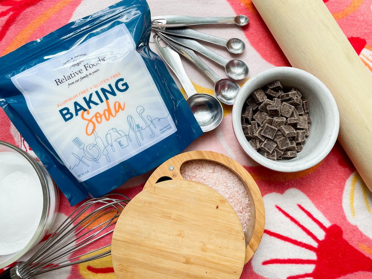 Baking soda (2 Lbs) for cooking, cleaning & More - Gluten Free sodium bicarbonate baking mix w/no preservatives - mined from the earth with nothing added, pure bulk baking soda for baking