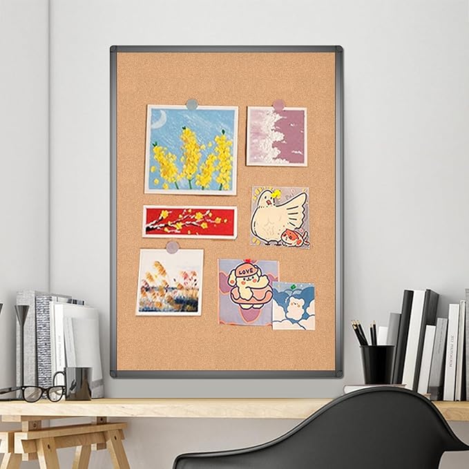 VIZ-PRO Cork Notice Board, 36 X 24 Inches, Cork Bulletin Board