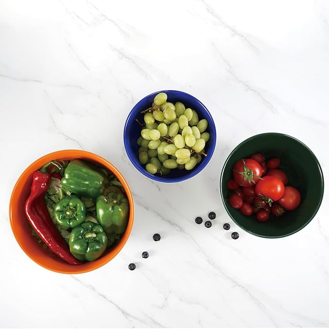 TP Large Mixing Bowl Set with Lids, Melamine Nesting Bowls Set for Pasta Baking Salad Mixing, Set of 3, Aztec Bloom