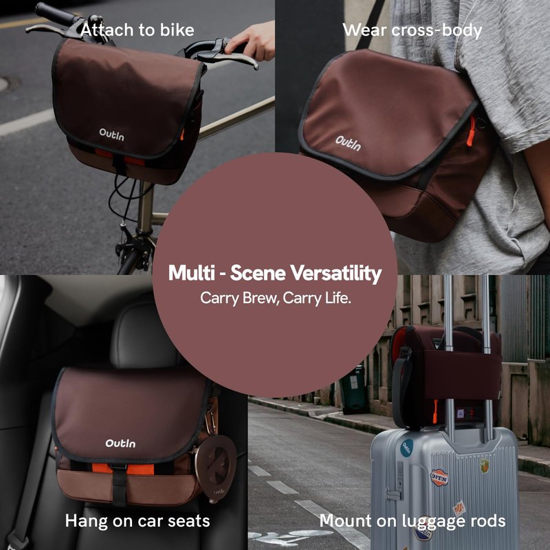 Flex Messenger Shoulder Bag, Nylon Crossbody Travel Bag for Women Men, Compatible Mino, Nano & Fino, Brown