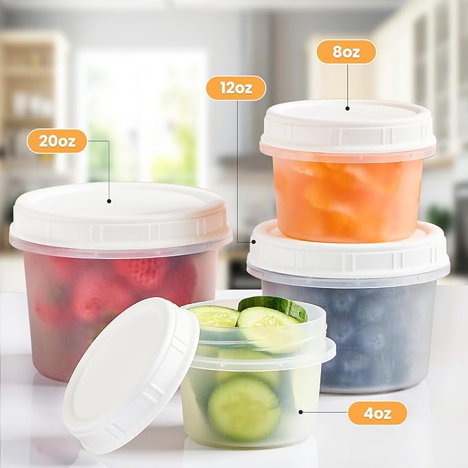TUZAZO 20 Oz Food Storage Containers with Screw Lids, 6-Count Reusable Small Plastic Soup Containers for Portion and Meal Prep | Microwave-, Freezer-, Dishwasher-Safe | BPA Free