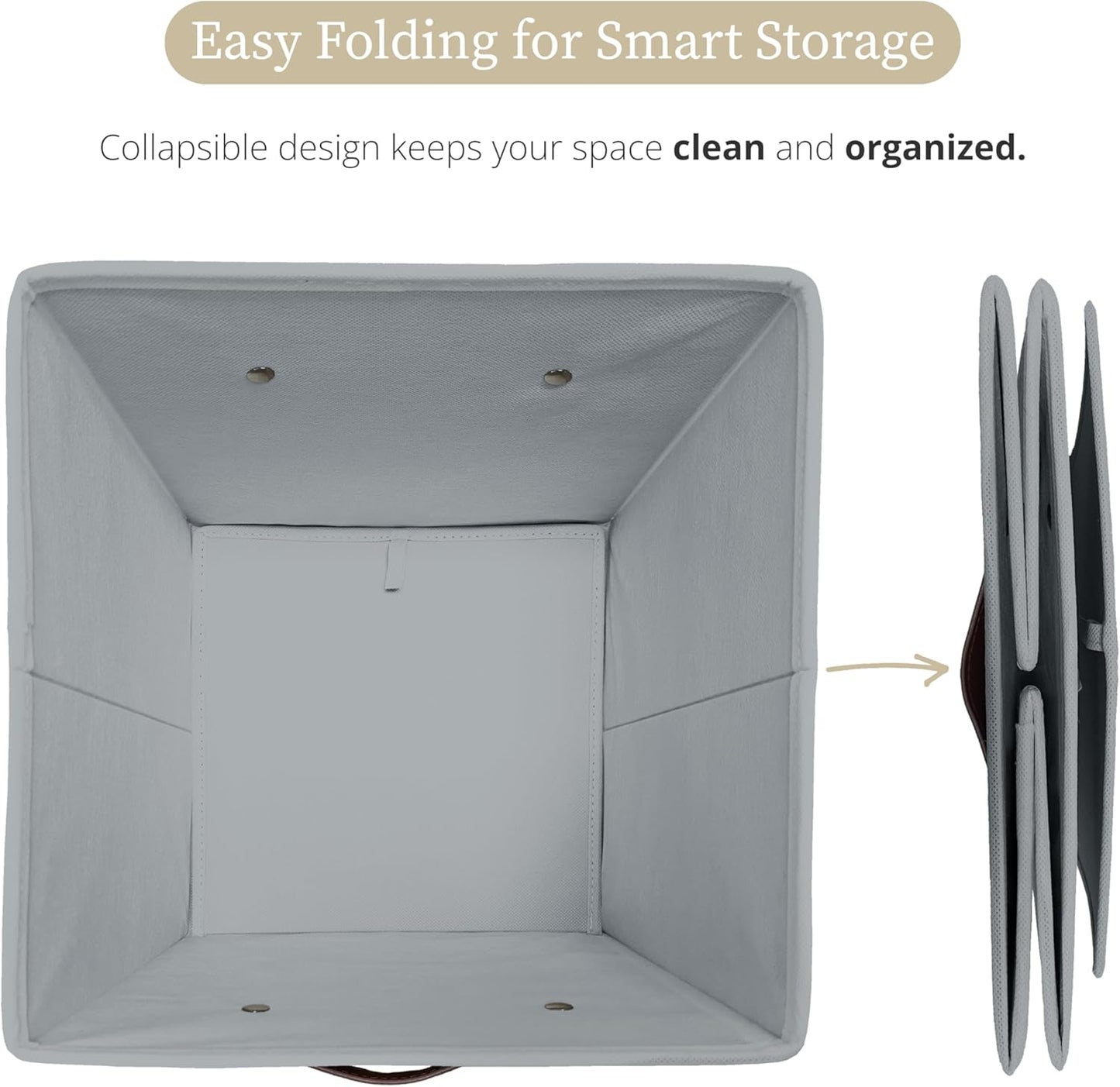 DECOMOMO Storage Cubes, 13x13x13 Storage Cube Bins with Labels, Fabric Organizer Bins (13" / 6pcs, Grey)