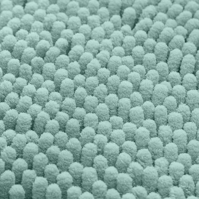 HOMEIDEAS 3 Pieces Bathroom Rugs, Ultra Soft Non Slip Absorbent Chenille Toilet Bath Mat Set (Eggshell Blue)