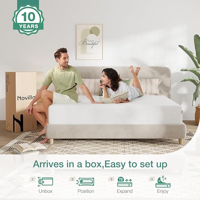 Novilla King Mattress, 12 Inch King Memory Foam Mattress for Supportive & Pressure Relief, Removable Washable Cover,CertiPUR-US Certified Mattresses in a Box, Firm