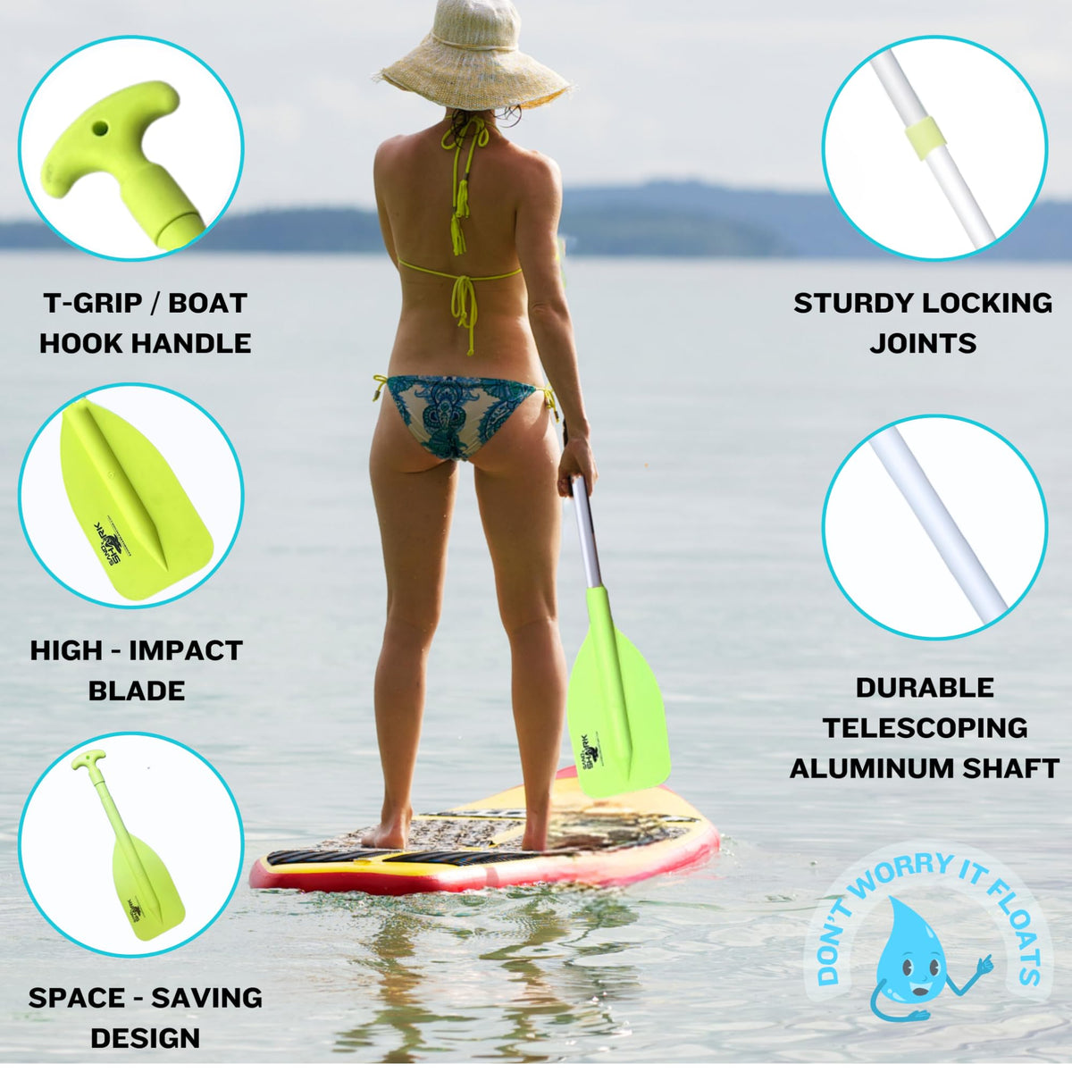 SandShark Premium Telescoping Emergency Boat Paddle-Lightweight Boat Paddles-High Impact Molded Nylon, 22''-42'', Twist Lock, Aluminum Shaft-Boat Oars for Outdoor Adventure, Kayak Ore JetSki & Boating