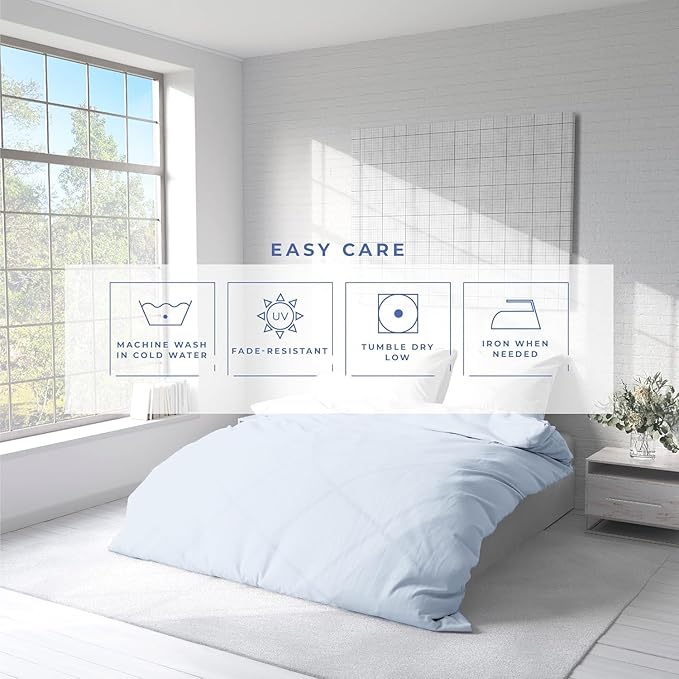 Kotton Culture 3 Pc Twin Size Duvet Cover Set- 100% Egyptian Cotton Sateen 600 Thread Count Ultra Soft Premium Durable Comforter Cover Zipper Closure & Corner Ties (Blue Sky, Twin/Twin XL 68" X 90")