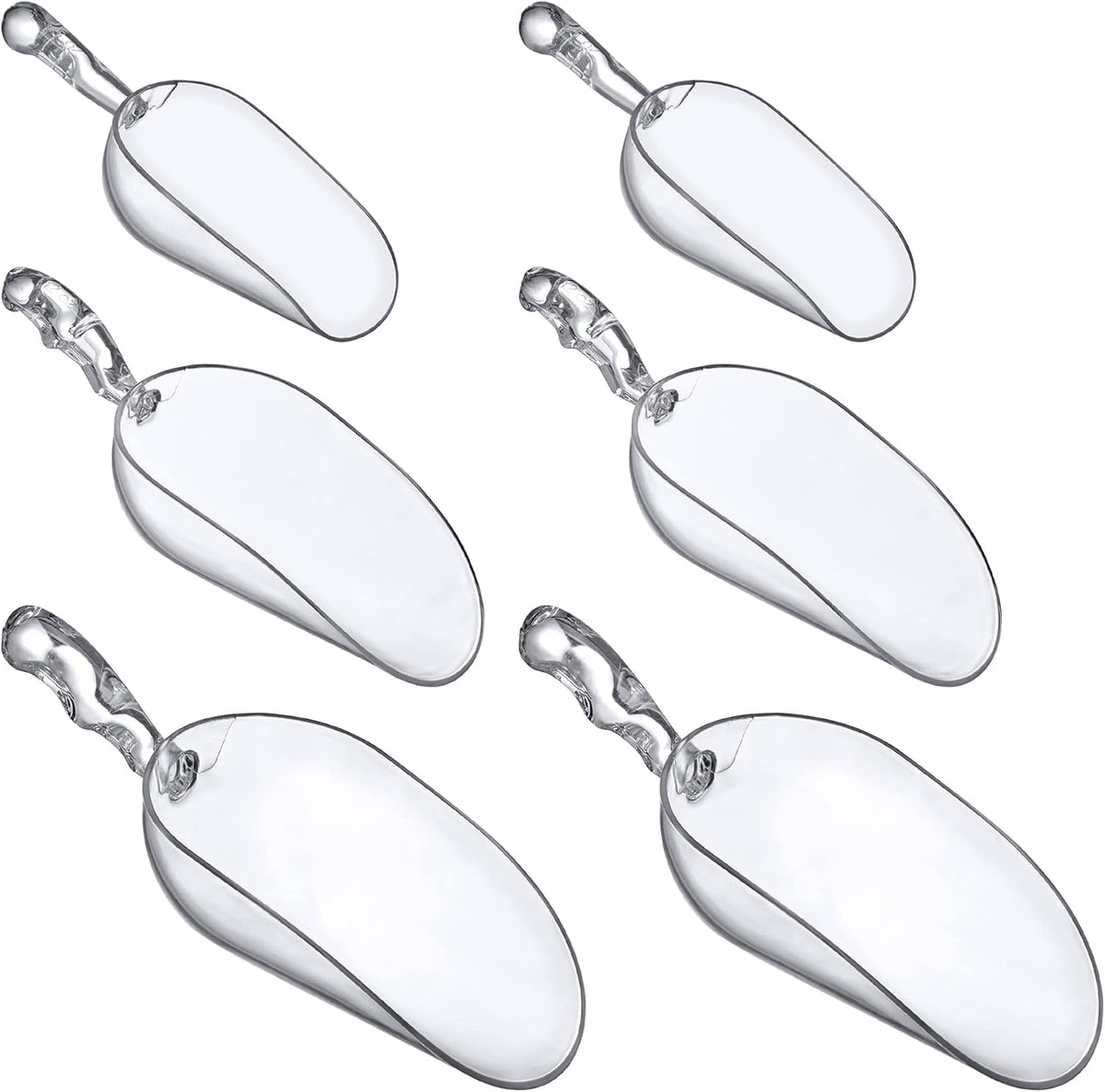 Amazing Abby - Elsa - Plastic Ice Scoops (6-Piece Set), Plastic Utility Scoops, 5/12/24-Ounce Capacity, BPA-Free, Food-Grade, Shatter-Proof, Perfect for Home and Commercial Use