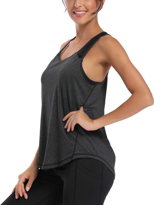 Aeuui Women's Racerback Workout Tank Top - Mesh Yoga Shirt for Athletic Running | Sleeveless Gym Wear