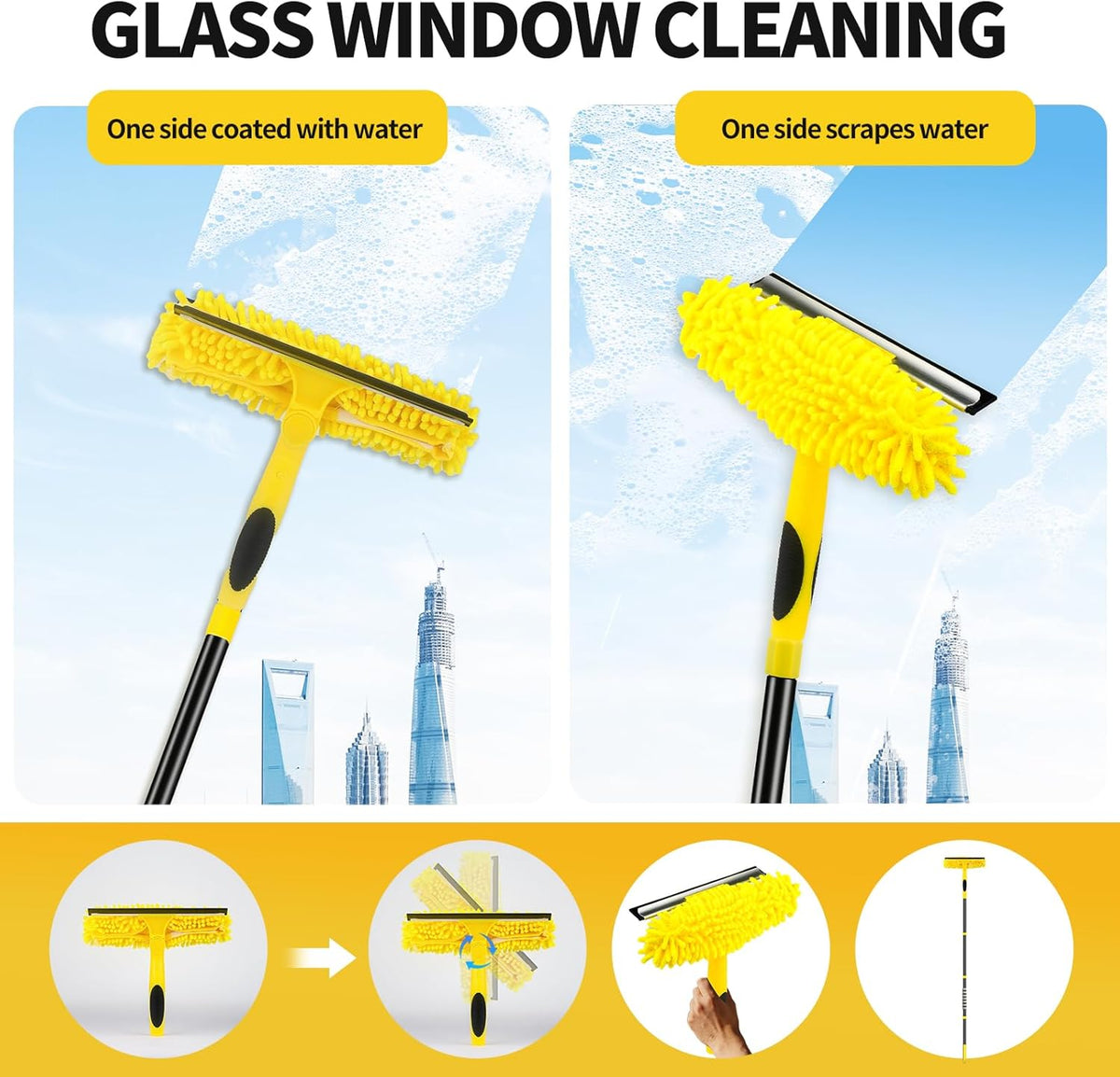 High Ceiling Fan Cleaner Duster for Fans Blades Cleaner with 78.7in Extension Pole Extra Long Handle Cleaning Tool,Reusable Chenille & Microfiber Mop Head for Baseboard Wall Floor Window Glass Wiper